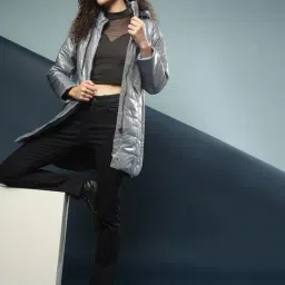 Campus Sutra Grey Quilted Jacket image 5