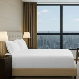 PIZUNA LINENS White 400 TC Cotton King Bedsheet Set 2.54 m x 2.75 m image 2