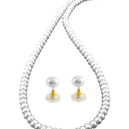 Sri Jagdamba Pearls Golden & Silver Alloy Necklace Set-picture-42