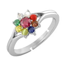 Clara Navratna Stone Nine Gems 92.5 Sterling Silver Ring-picture-12