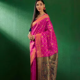 DEVATITHI Ethnic Motifs Zari Banarasi Saree-picture-38