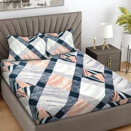 Myntra Elegant Homes White & Grey Printed Woollen 300 TC King Bedsheet Set 2.5 m x 2.25 m-picture-12