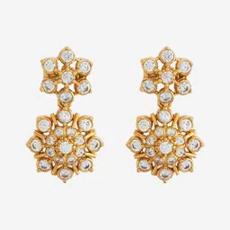 Kushal's Fashion Jewellery 92.5 Pure Silver Gold-Plated Stones Studded Drop Earrings image 2
