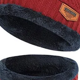 Alexvyan Men Self Design Acrylic Snow & Wind proof Beanie & Scarf image 4