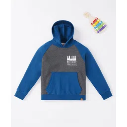 Ed-a-Mamma Sustainable Cotton Full Sleeves Text Printed Hooded Sweatshirt - Blue-picture-11