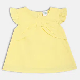 MINI KLUB Cotton Woven Frill Sleeves Swiss Dot Embroidered Top - Yellow-picture-25