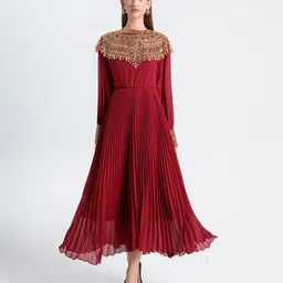 JC Collection Women Embroidered Embellished Fit and Flare Maxi Dress-picture-18