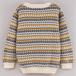 Simply Cotton Full Sleeves Knitted Sweater - Cream Grey image 2