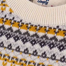 Simply Cotton Full Sleeves Knitted Sweater - Cream Grey image 3