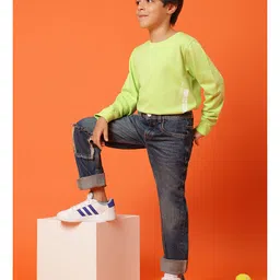 Tales & Stories Cotton Dad Fit Solid Jeans - Blue image 4