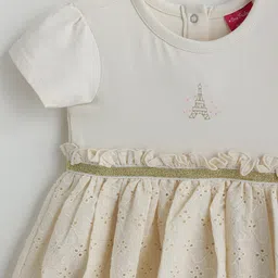 One Friday Cotton Half Sleeves Schfilli Embroidered Dress - Off White image 4