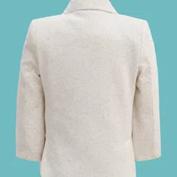 Mark & Mia Cotton Woven Full Sleeves Solid 3 Piece Party Suit With Bow - White image 3