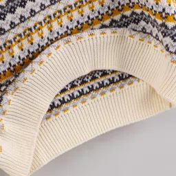 Simply Cotton Full Sleeves Knitted Sweater - Cream Grey image 4