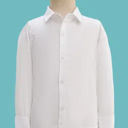 Mark & Mia Cotton Woven Full Sleeves Solid 3 Piece Party Suit With Bow - White image 4