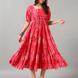 Raiyani Enterprise Tie & Dyed Square Neck Crepe Fit & Flare Midi Dress image 4