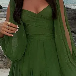 here&now V-neck solid color dress image 3