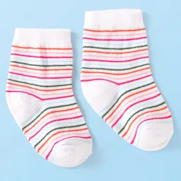 Cute Walk by Babyhug Knit Ankle Length Socks With Flamingo & Polka Dot Design Pack of 3 - White & Pink image 5