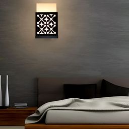 Gojeeva Black Wood Square Shaped Textured Contemporary Wall Lamp-picture-29