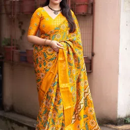 DIVASTRI Kalamkari Zari Silk Blend Designer Saree-picture-14