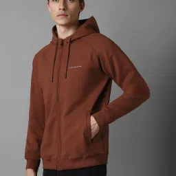 Louis Philippe Brown Cotton Regular Fit Hooded Jacket image 2