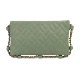 Mochi Light Green Stylish Spacious Quilted Medium Cross Body Bag image 2
