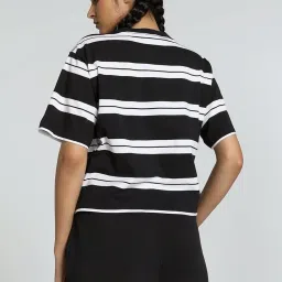 Puma Black Cotton Striped Sports T-Shirt image 2