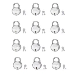 Harrison 40 mm Stainless Steel Bright Chrome Plated Padlock with 2 Keys Each (Pack of 12 Pcs) image 1