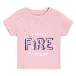 Miniklub Boys Dusty Pink Knit Printed Regular Fit T-Shirt-image-95