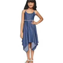 Global Desi Girl Blue Embroidered Dress-picture-32