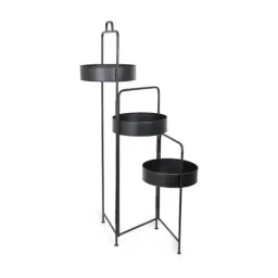 Home4U Black Iron 36 cm Planter Pot - Set of 3-image-10