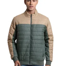 Parx Green & Beige Regular Fit Colour Block Jacket-picture-17