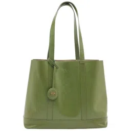 Tohl Down to Earth Green Solid Medium Tote Handbag with pouch image 2