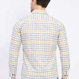 Duke White & Yellow Cotton Slim Fit Checks Shirt image 2