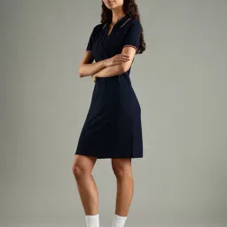 Tommy Hilfiger Navy Cotton Slim Fit Dress image 3