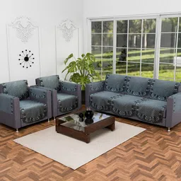 RUBOXA Grey & Black Printed Polyester Sofa Cover With Arms image 2