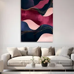 Craftnest creations Pink & Purple Single Piece Canvas Abstract Wall Paintings image 2