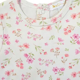 Ohmybebe Girls Floral Printed Pure Organic Cotton Romper with Headband image 2