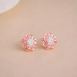 GIVA 92.5 Silver Rose Gold-Plated Bergenia Filigree Classic Studs Earrings-picture-23