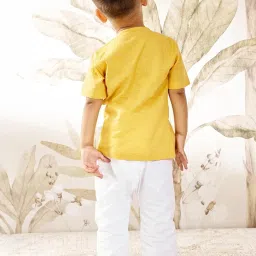 Vastramay Boys Mustard Cotton Regular Fit Kurta Set image 2