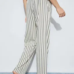 Ginger By Lifestyle Beige Cotton Regular Fit Striped Pyjamas image 2