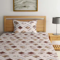 Klotthe Brown 400 TC Cotton Single Elastic Bedsheet with Pillow Cover image 2