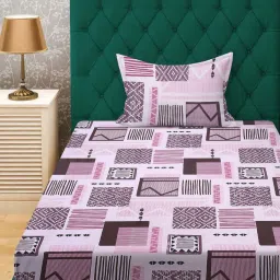 Klotthe Purple 400 TC Cotton Single Elastic Book Fold Bedsheet with Pillow Cover image 2