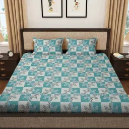 Klotthe Turquoise 400 TC Cotton Double Bedsheet with 2 Pillow Covers image 2