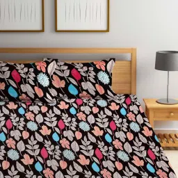 Klotthe Multicolor 300 TC Wool Double Elastic Bedsheet with 2 Pillow Covers image 2