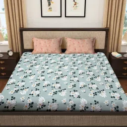 Klotthe Blue 300 TC Polycotton Double Bedsheet with 2 Pillow Covers image 2