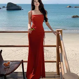 JC Mode Women Solid Shoulder Straps A-Line Maxi Dress-image-38