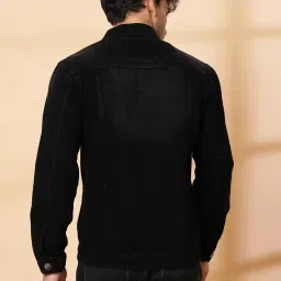 Rigo Black Regular Fit Solid Rugged Denim Jacket image 2