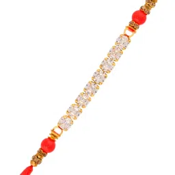 Aapno Rajasthan White AD Stones Work Single Rakhi image 2