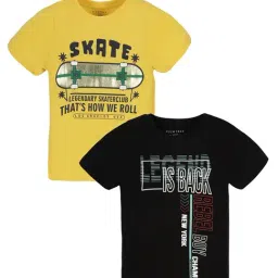 Plum Tree Kids Black & Yellow Printed T-Shirt (Pack Of 2)-picture-14