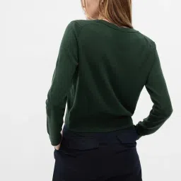 GAP Green Regular Fit Solid Cardigan image 2